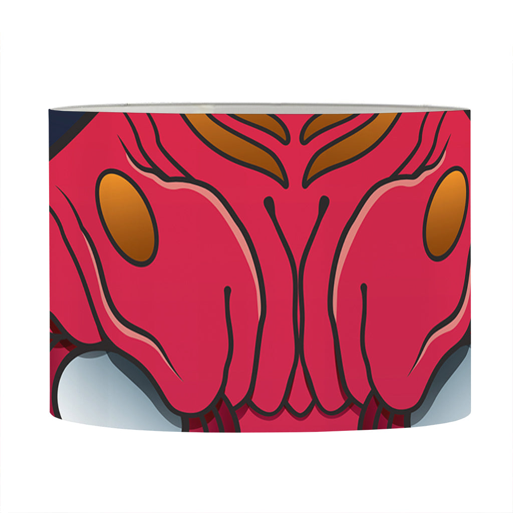 Japanese Demon Mask Print Drum Lamp Shade