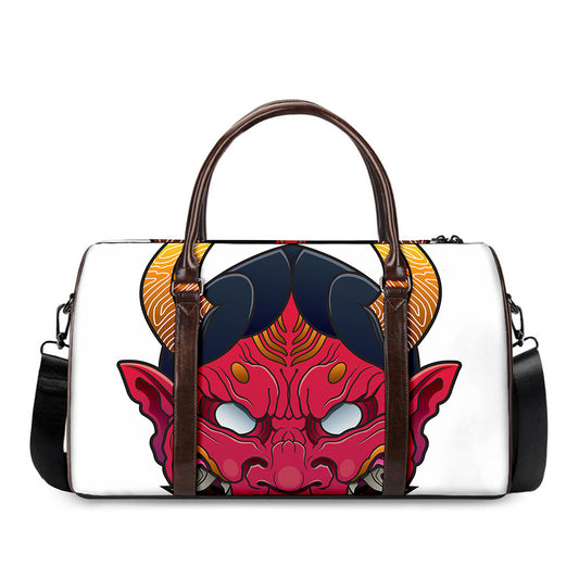 Japanese Demon Mask Print Duffle Bag