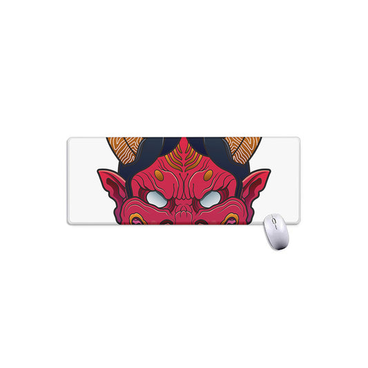 Japanese Demon Mask Print Extended Mouse Pad