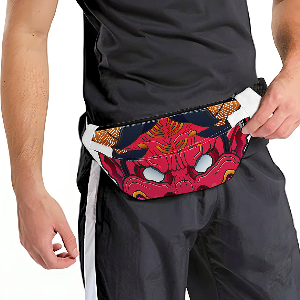 Japanese Demon Mask Print Fanny Pack