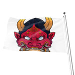 Japanese Demon Mask Print Flag