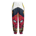 Japanese Demon Mask Print Fleece Lined Knit Pants