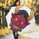 Japanese Demon Mask Print Foldable Umbrella