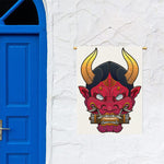 Japanese Demon Mask Print Garden Flag