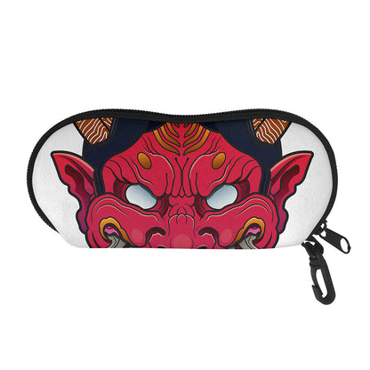 Japanese Demon Mask Print Glasses Case
