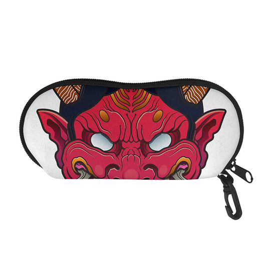 Japanese Demon Mask Print Glasses Case