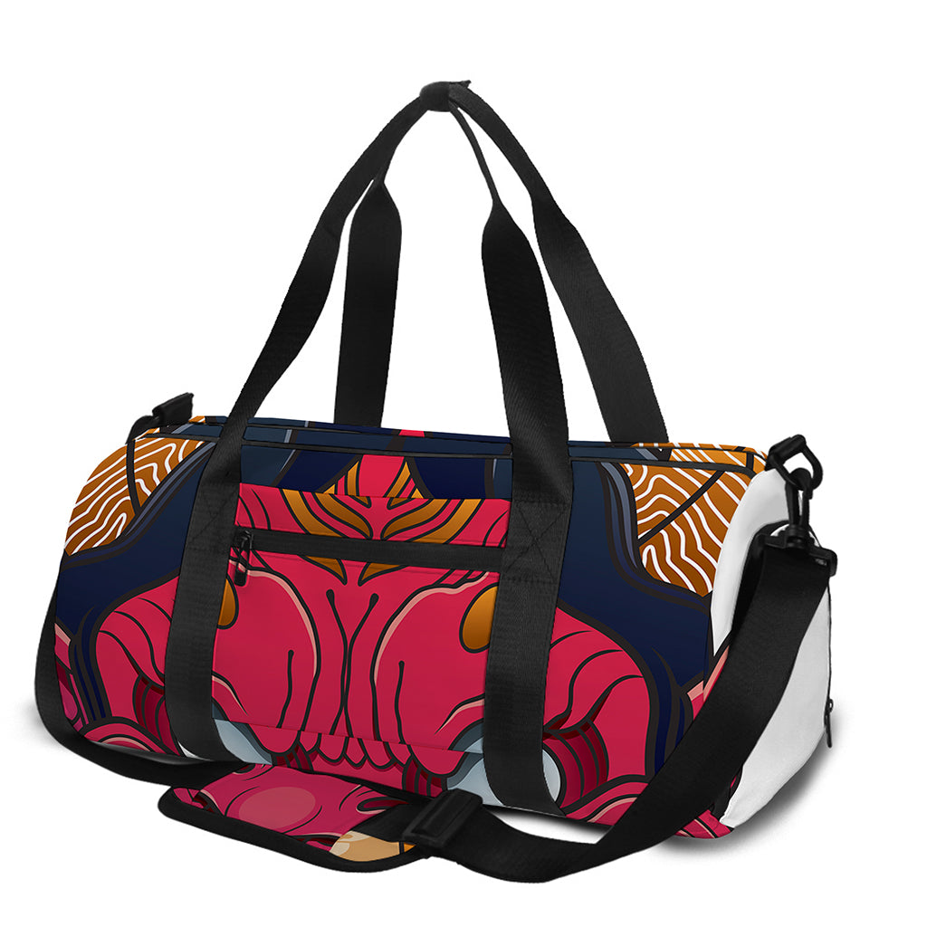 Japanese Demon Mask Print Gym Bag