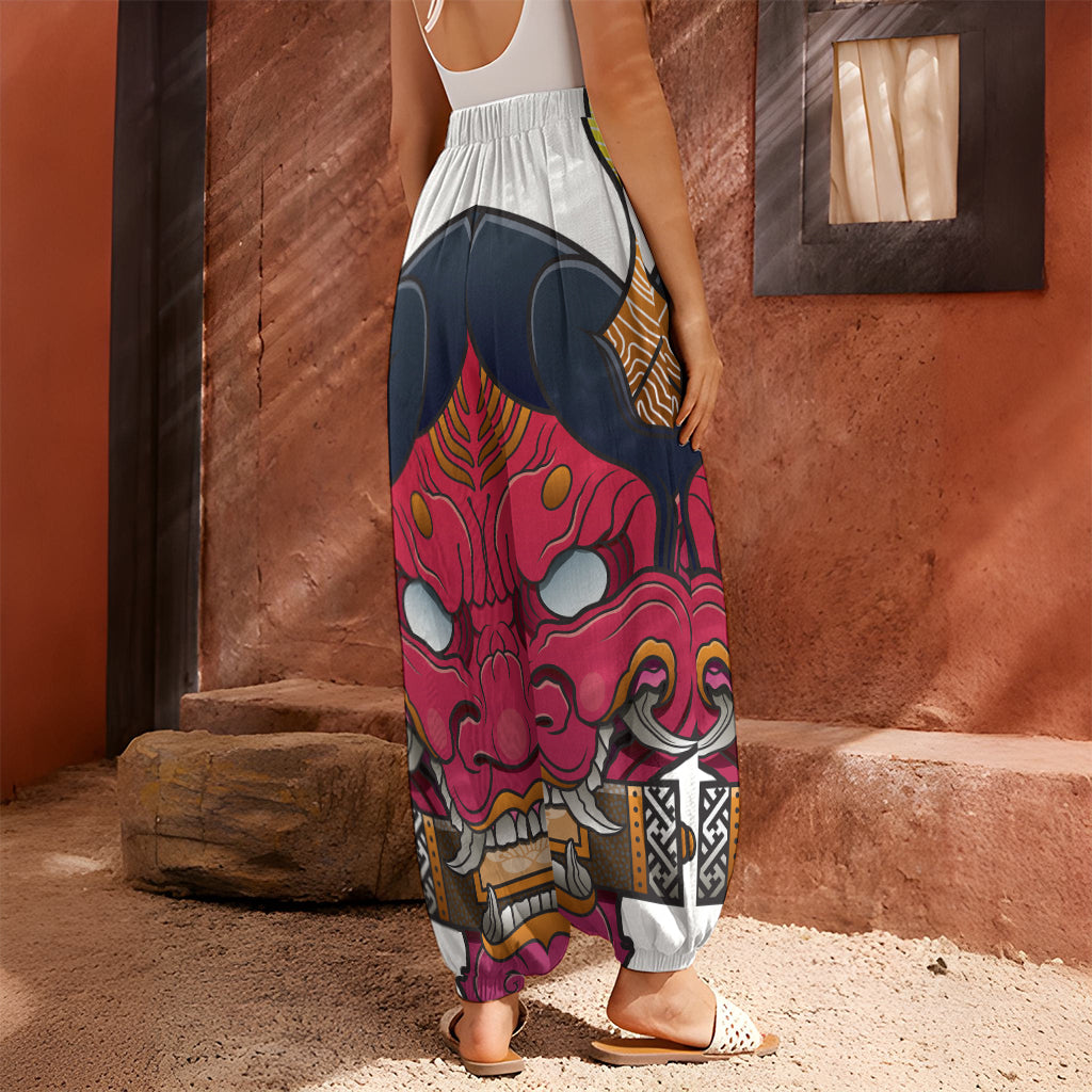 Japanese Demon Mask Print Harem Pants