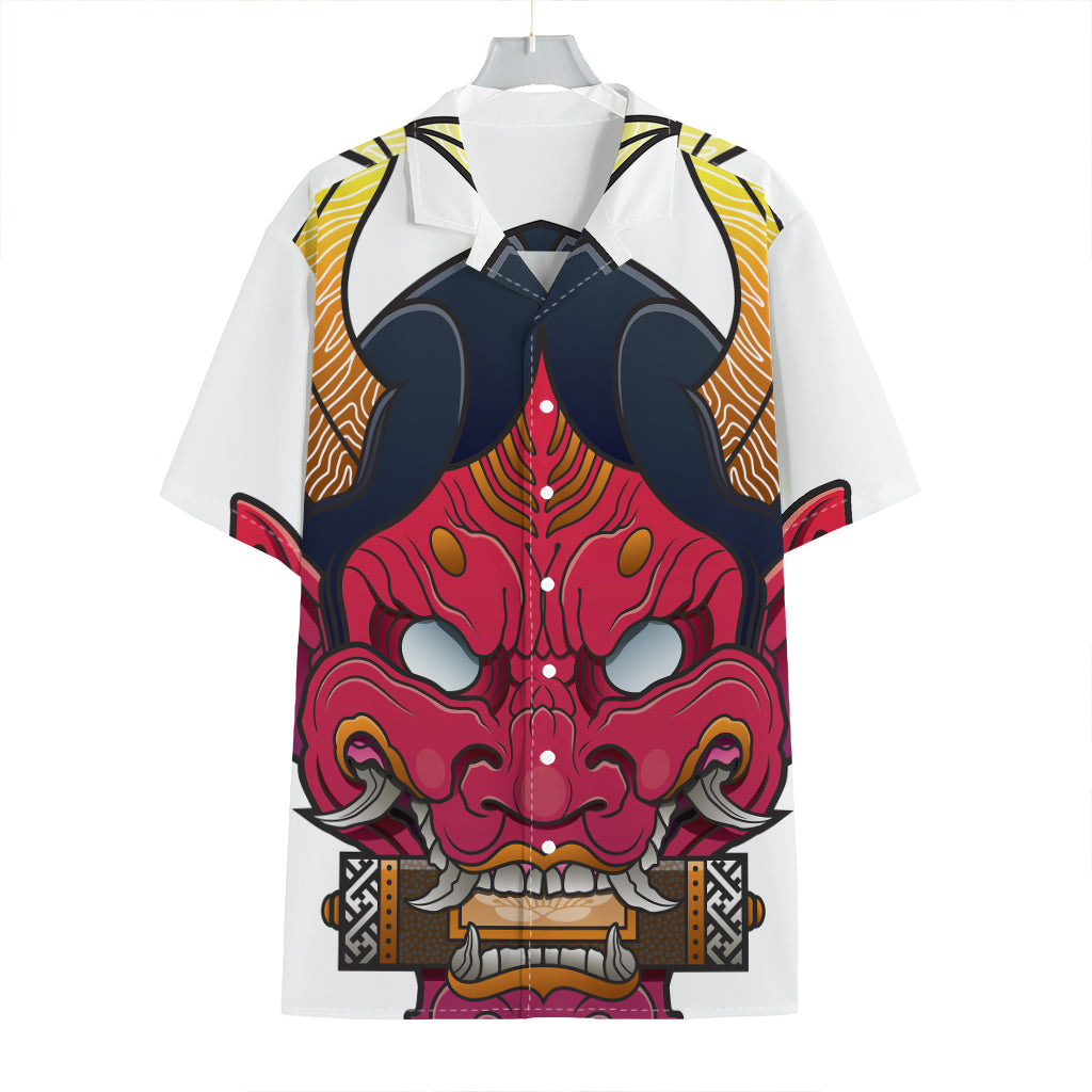 Japanese Demon Mask Print Hawaiian Shirt