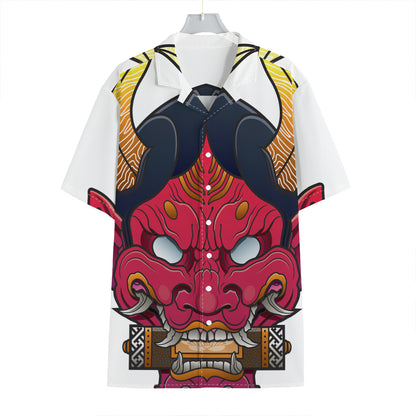 Japanese Demon Mask Print Hawaiian Shirt