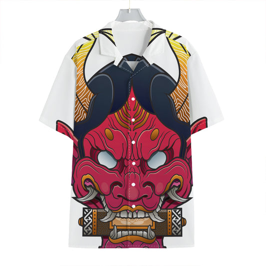 Japanese Demon Mask Print Hawaiian Shirt