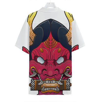Japanese Demon Mask Print Hawaiian Shirt