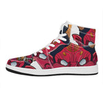 Japanese Demon Mask Print High Top Leather Sneakers