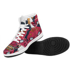 Japanese Demon Mask Print High Top Leather Sneakers