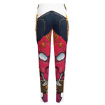 Japanese Demon Mask Print High-Waisted Pocket Leggings