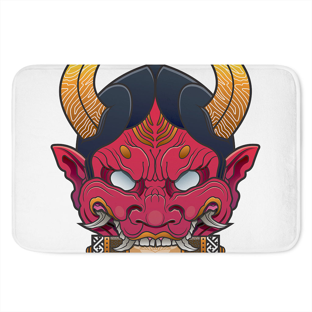Japanese Demon Mask Print Indoor Door Mat