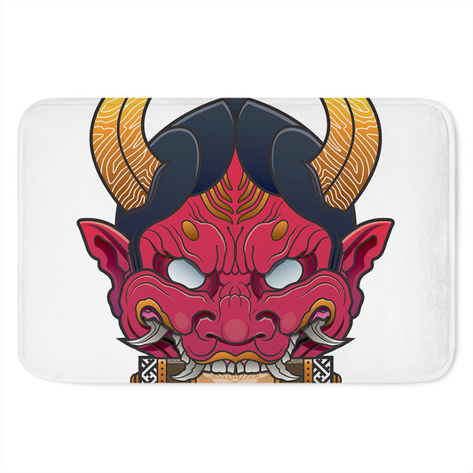 Japanese Demon Mask Print Indoor Door Mat