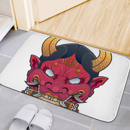 Japanese Demon Mask Print Indoor Door Mat