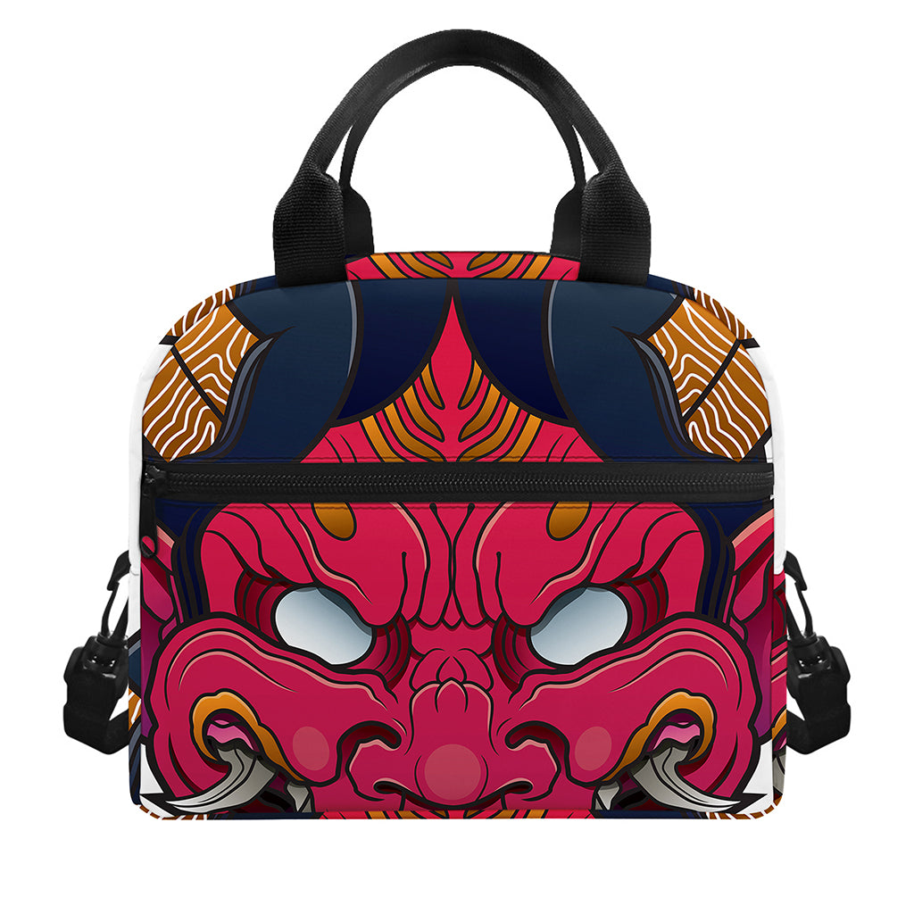 Japanese Demon Mask Print Insulated Lunch Bag