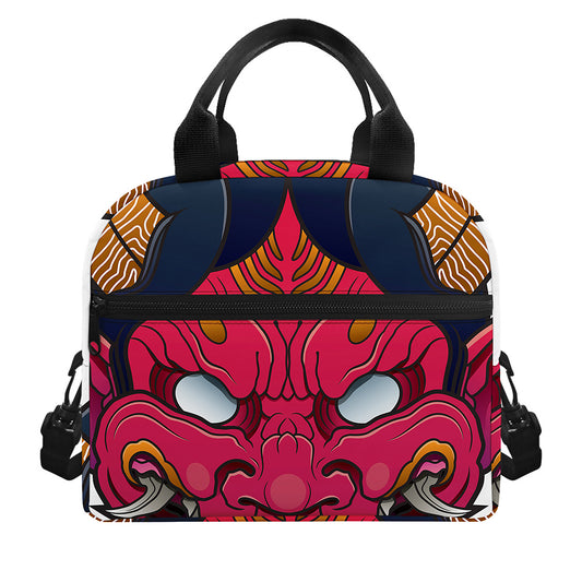 Japanese Demon Mask Print Insulated Lunch Bag