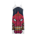 Japanese Demon Mask Print Jersey Midi Cami Dress