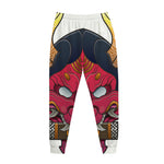 Japanese Demon Mask Print Jogger Pants