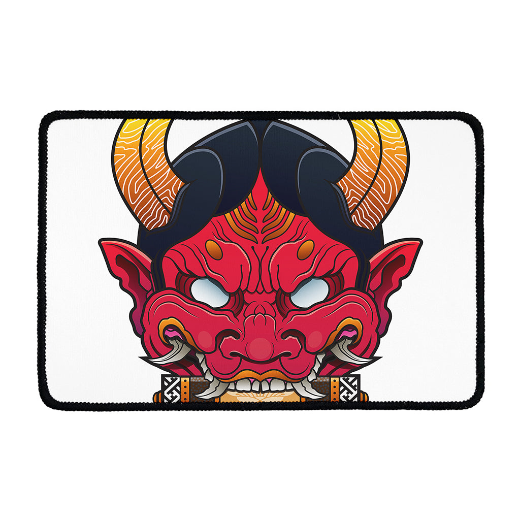Japanese Demon Mask Print Kitchen Mat