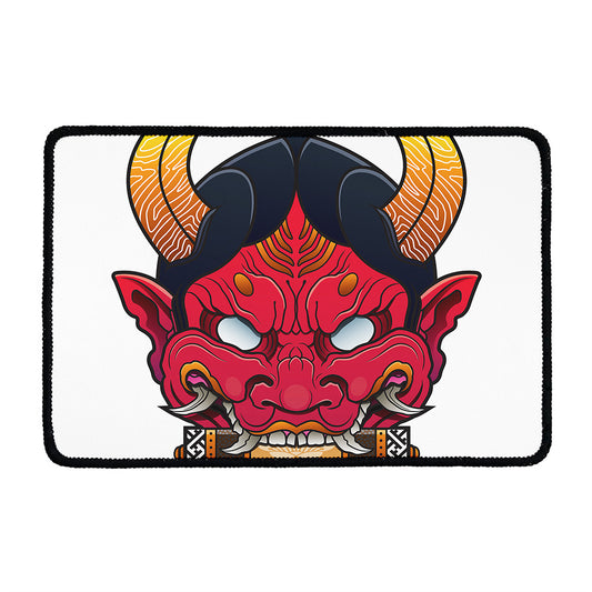 Japanese Demon Mask Print Kitchen Mat