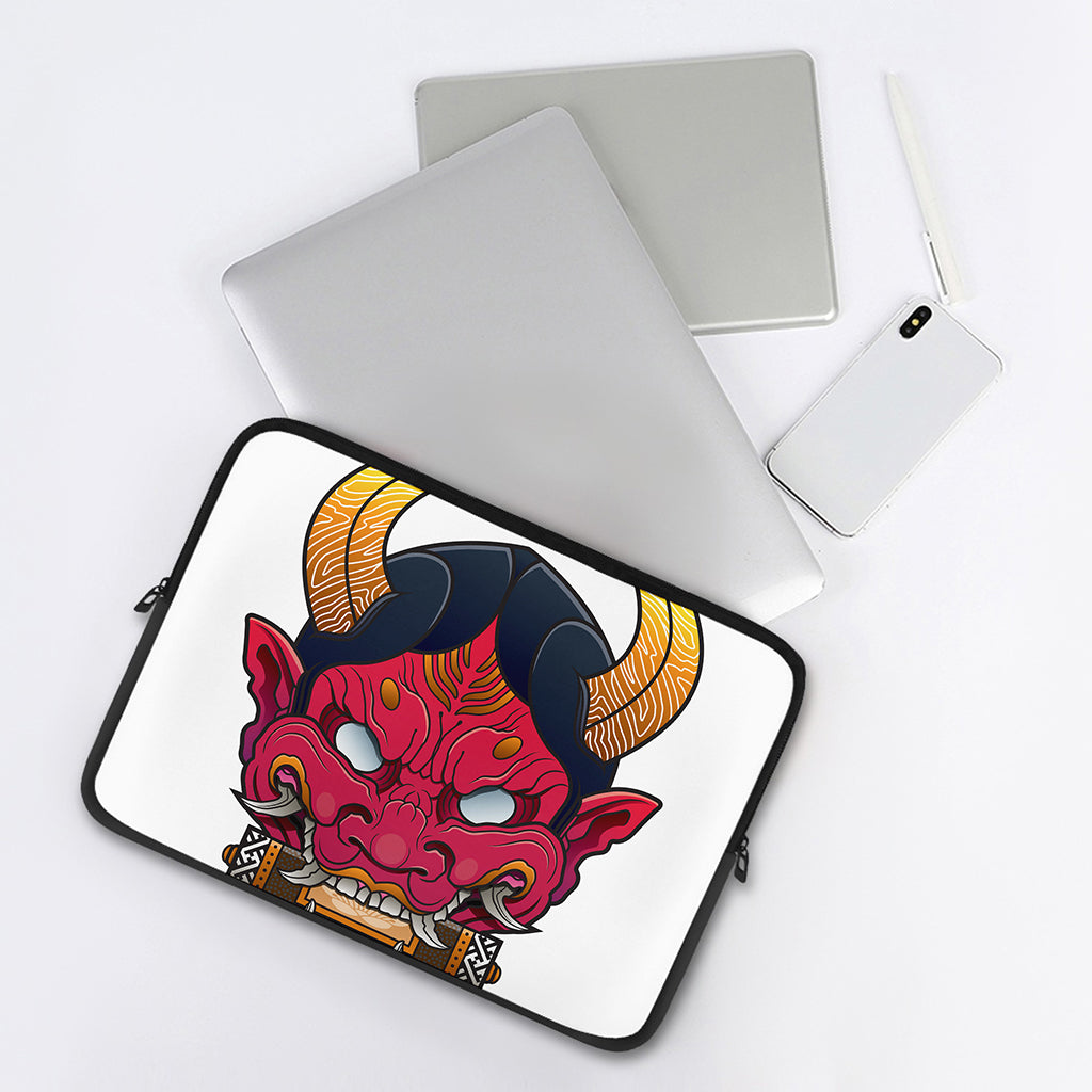 Japanese Demon Mask Print Laptop Sleeve