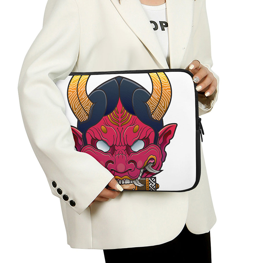 Japanese Demon Mask Print Laptop Sleeve