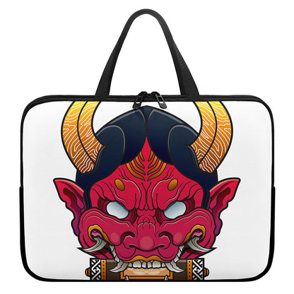 Japanese Demon Mask Print Laptop Sleeve With Handle