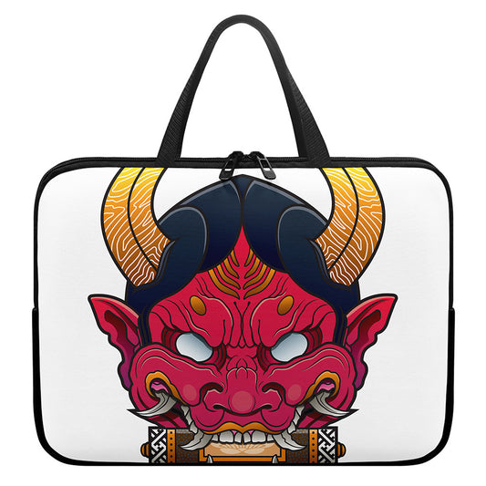 Japanese Demon Mask Print Laptop Sleeve With Handle