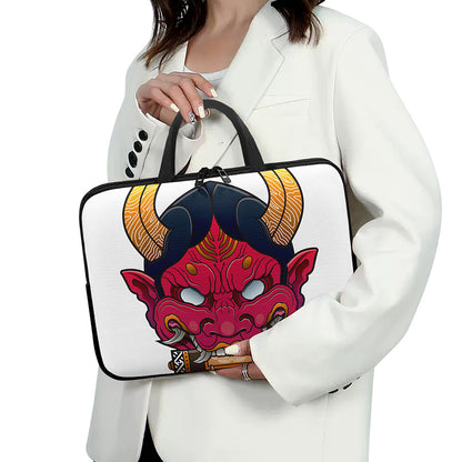 Japanese Demon Mask Print Laptop Sleeve With Handle