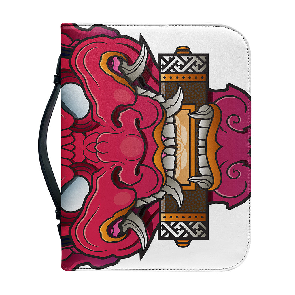 Japanese Demon Mask Print Leather Bible Cover