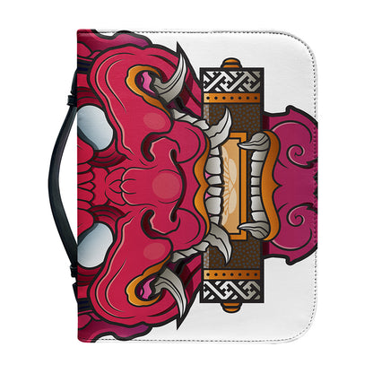 Japanese Demon Mask Print Leather Bible Cover