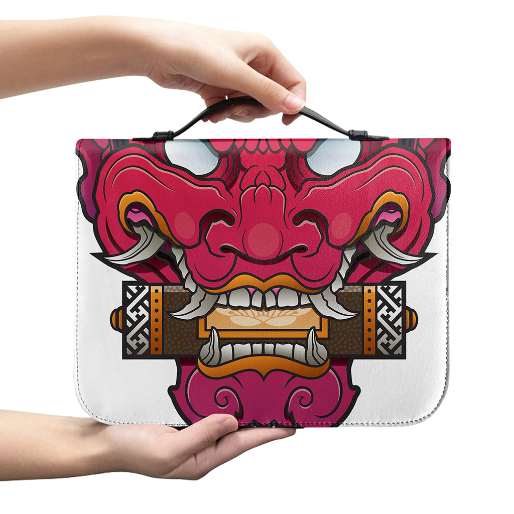 Japanese Demon Mask Print Leather Bible Cover