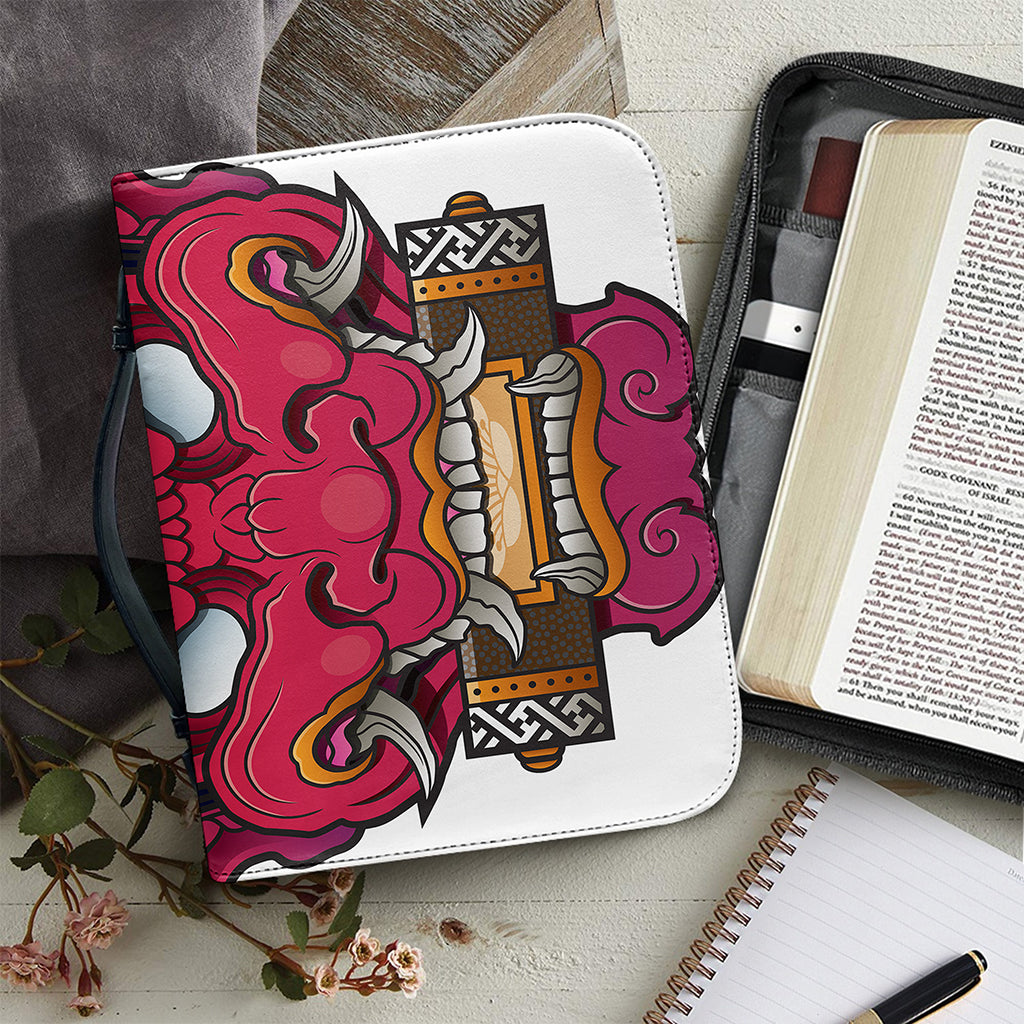 Japanese Demon Mask Print Leather Bible Cover