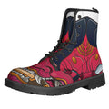 Japanese Demon Mask Print Lace-Up Boots