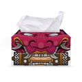 Japanese Demon Mask Print Leather Tissue Box Cover