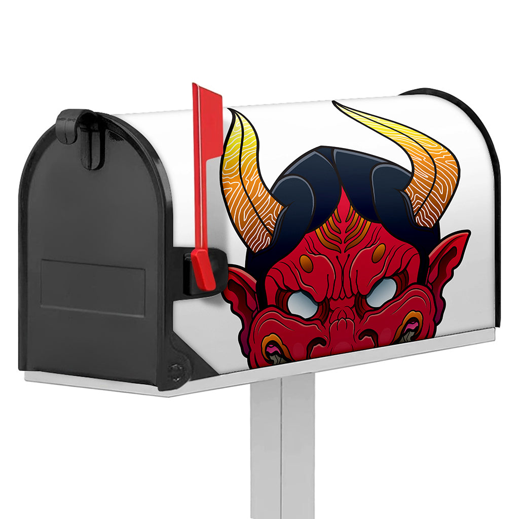 Japanese Demon Mask Print Mailbox Cover
