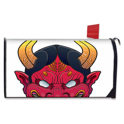 Japanese Demon Mask Print Mailbox Cover