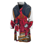 Japanese Demon Mask Print Men's Bathrobe