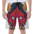 Japanese Demon Mask Print Men's Beach Shorts