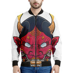 Japanese Demon Mask Print Men's Bomber Jacket