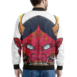 Japanese Demon Mask Print Men's Bomber Jacket