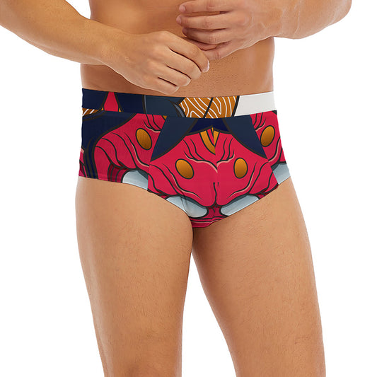 Japanese Demon Mask Print Men's Briefs