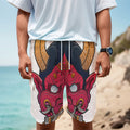 Japanese Demon Mask Print Men's Cargo Shorts