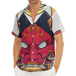 Japanese Demon Mask Print Men's Deep V-Neck Shirt