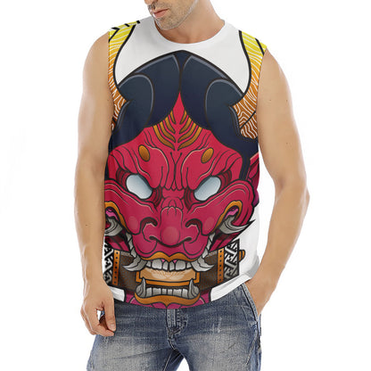 Japanese Demon Mask Print Men's Fitness Tank Top