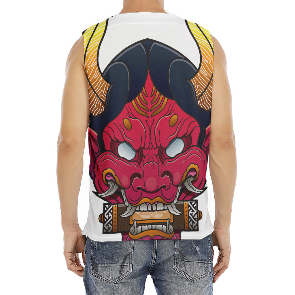 Japanese Demon Mask Print Men's Fitness Tank Top